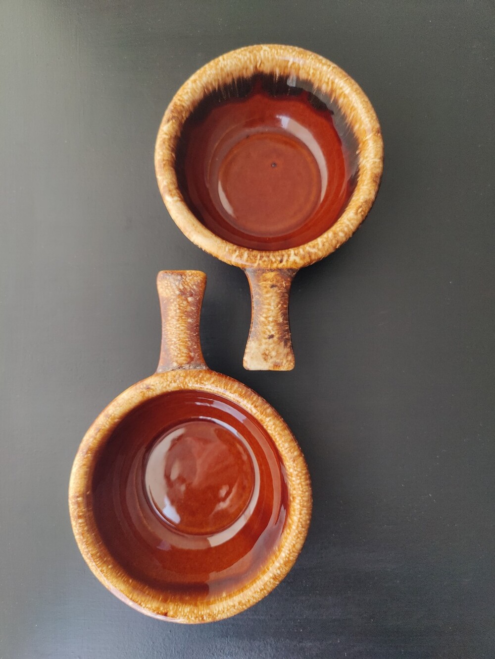 2 | Vintage | Hull Pottery USA | Soup Bowls with Handles | Brown 🤎 line